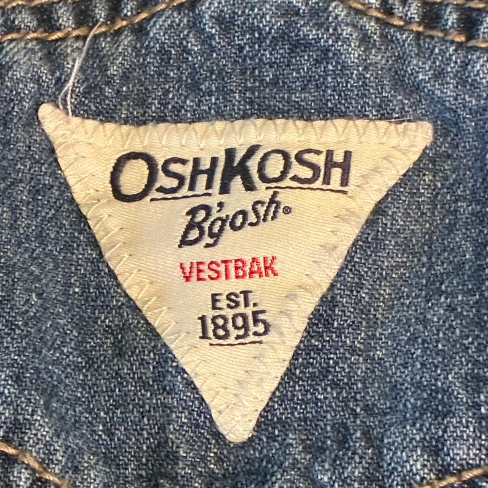 OshKosh Bgosh Girls 24 Months Blue Denim Heart Embroidered Bib Overalls 434A117